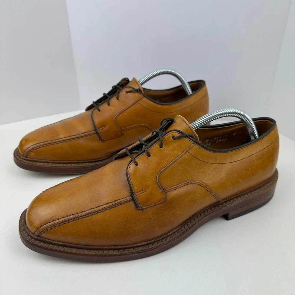 Allen Edmonds Hillcrest Tan Leather Bicycle Toe Oxford Mens Dress Shoes 9.5 D